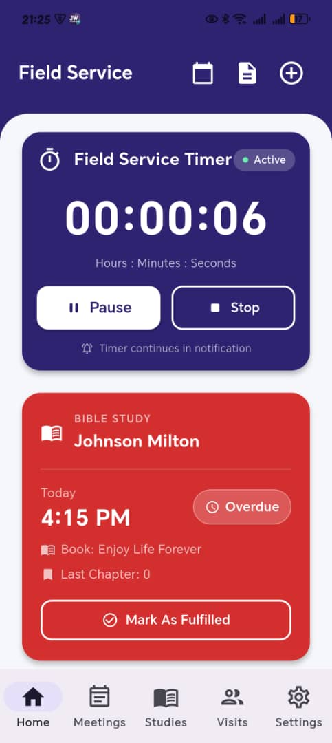 JW Organizer App Screenshot